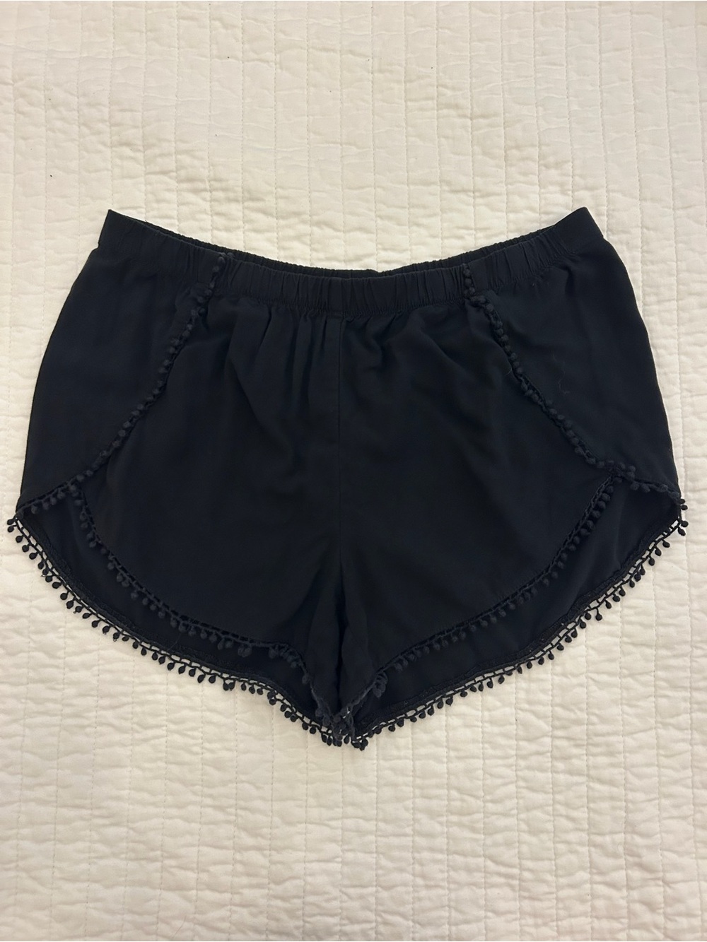 Express Black Pom-Pom Trim Athletic Shorts
